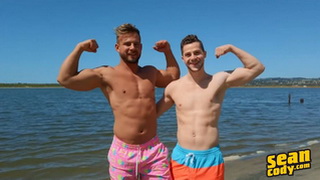 Josh and Robbie workout at the beach before fucks each other
